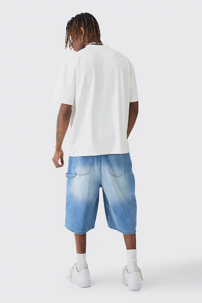 Tall Carpenter Detail Denim Jorts | boohooMAN USA Tall Carpenter Detail Denim Jorts | boohooMAN USA